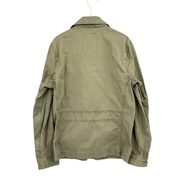 Lucky Brand Men's Army Green 100% Cotton Cargo Utility Military Jacket Pockets - Picture 2 of 9